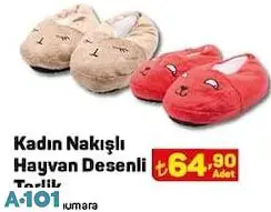 KADIN NAKIŞLI HAYVAN DESENLİ TERLİK KADIN NAKIŞLI HAYVAN DESENLİ TERLİK